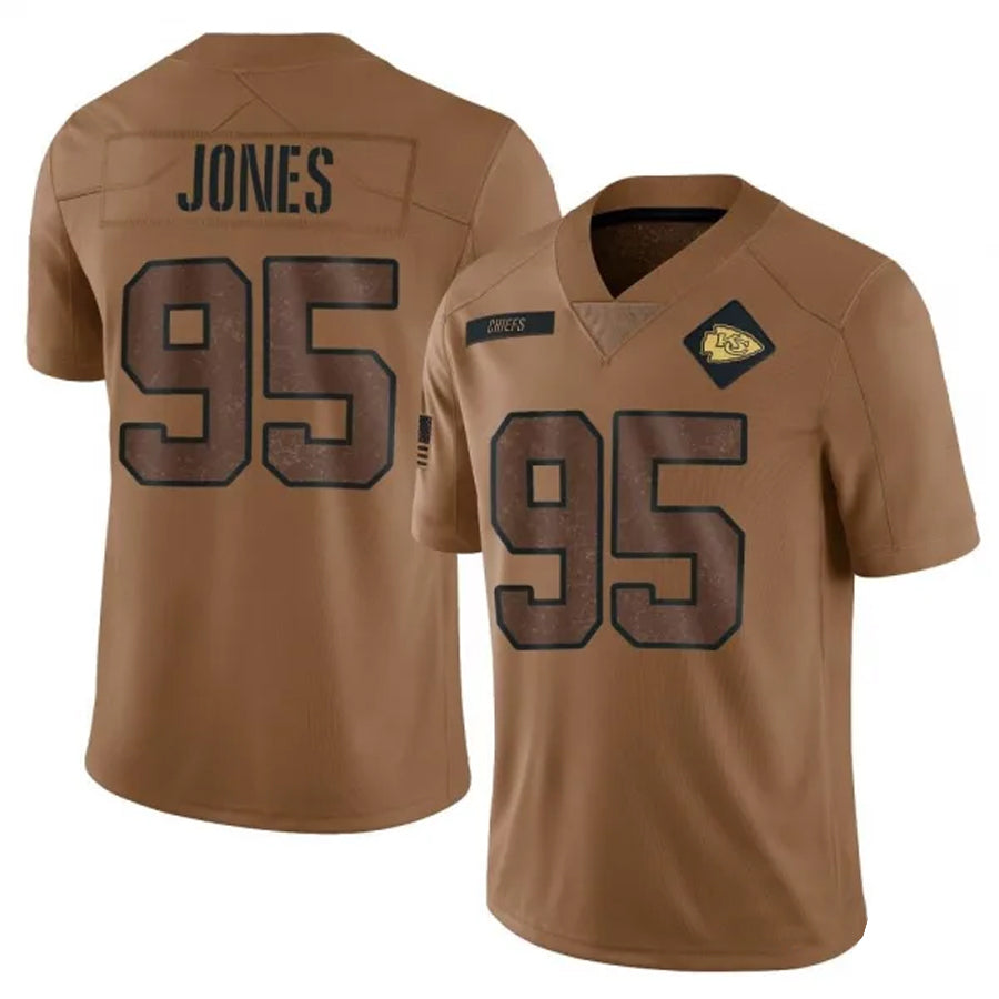 KC.Chiefs #95 Chris Jones Player Brown Salute To Service Limited Football Jerseys