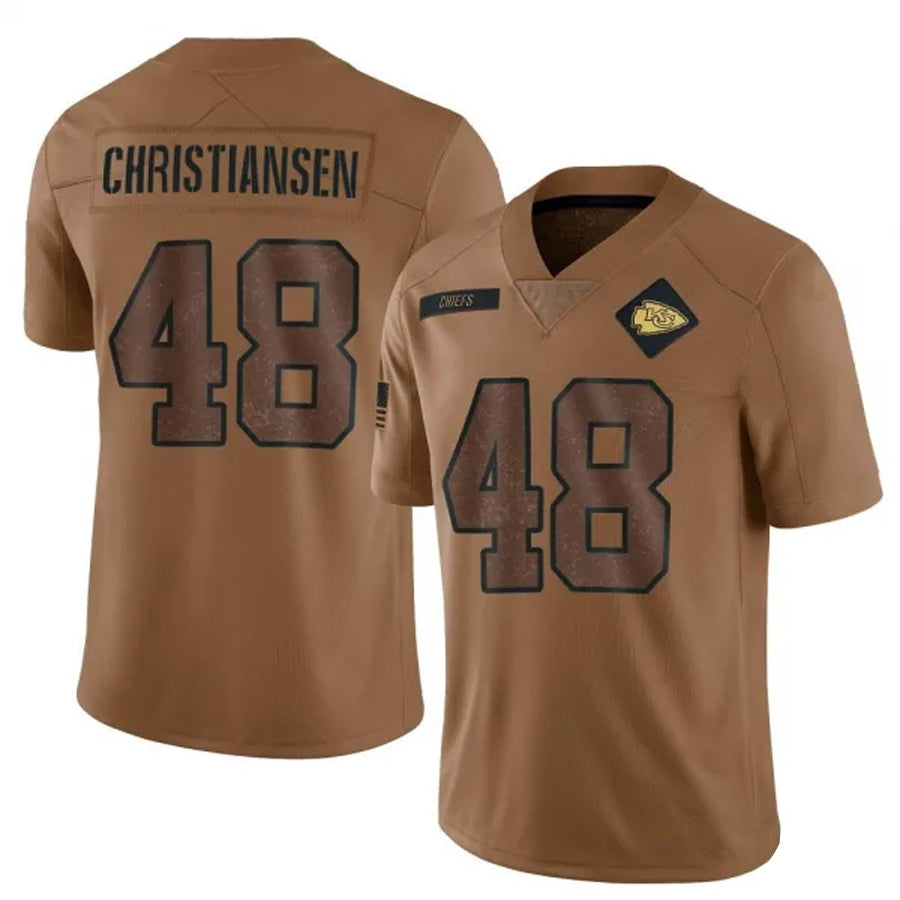 KC.Chiefs #48 Cole Christiansen Player Brown Salute To Service Limited Football Jerseys